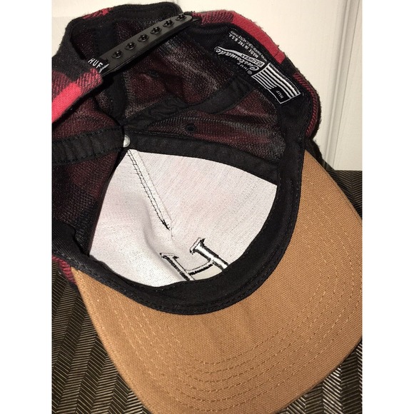 HUF Wool SnapBack Hat, Baseball Cap, Skater, Trucker, Red Buffalo Check USA - Picture 2 of 15
